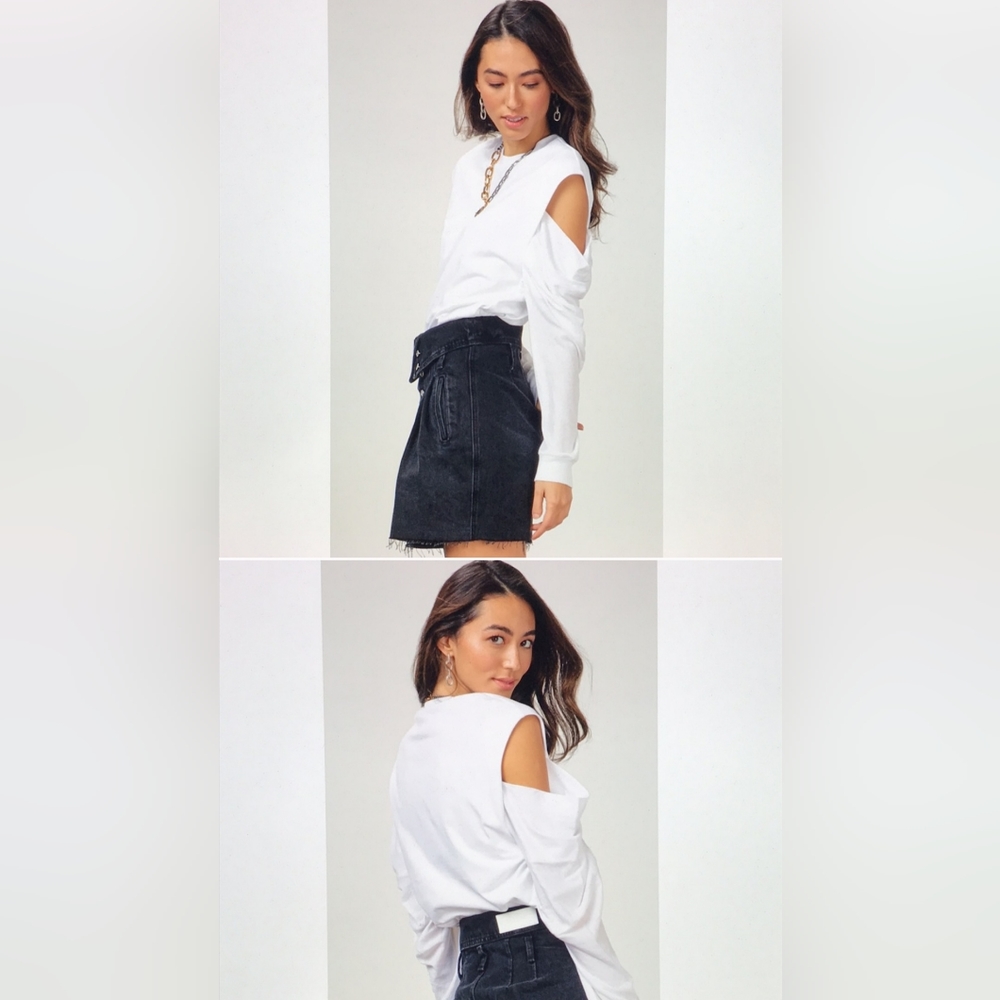 RtA White long sleeve cold shoulder capucine top xs